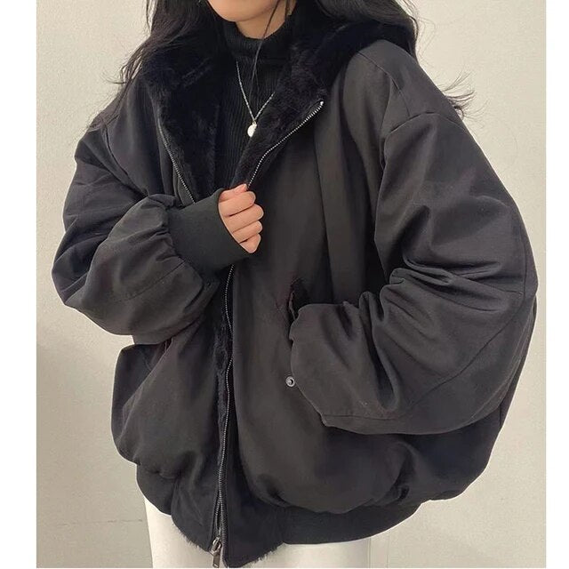 Women's Puffer Jacket Teddy Fleece Warm