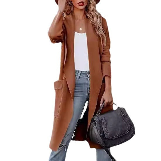 Long Cardigan Open Front Elegant