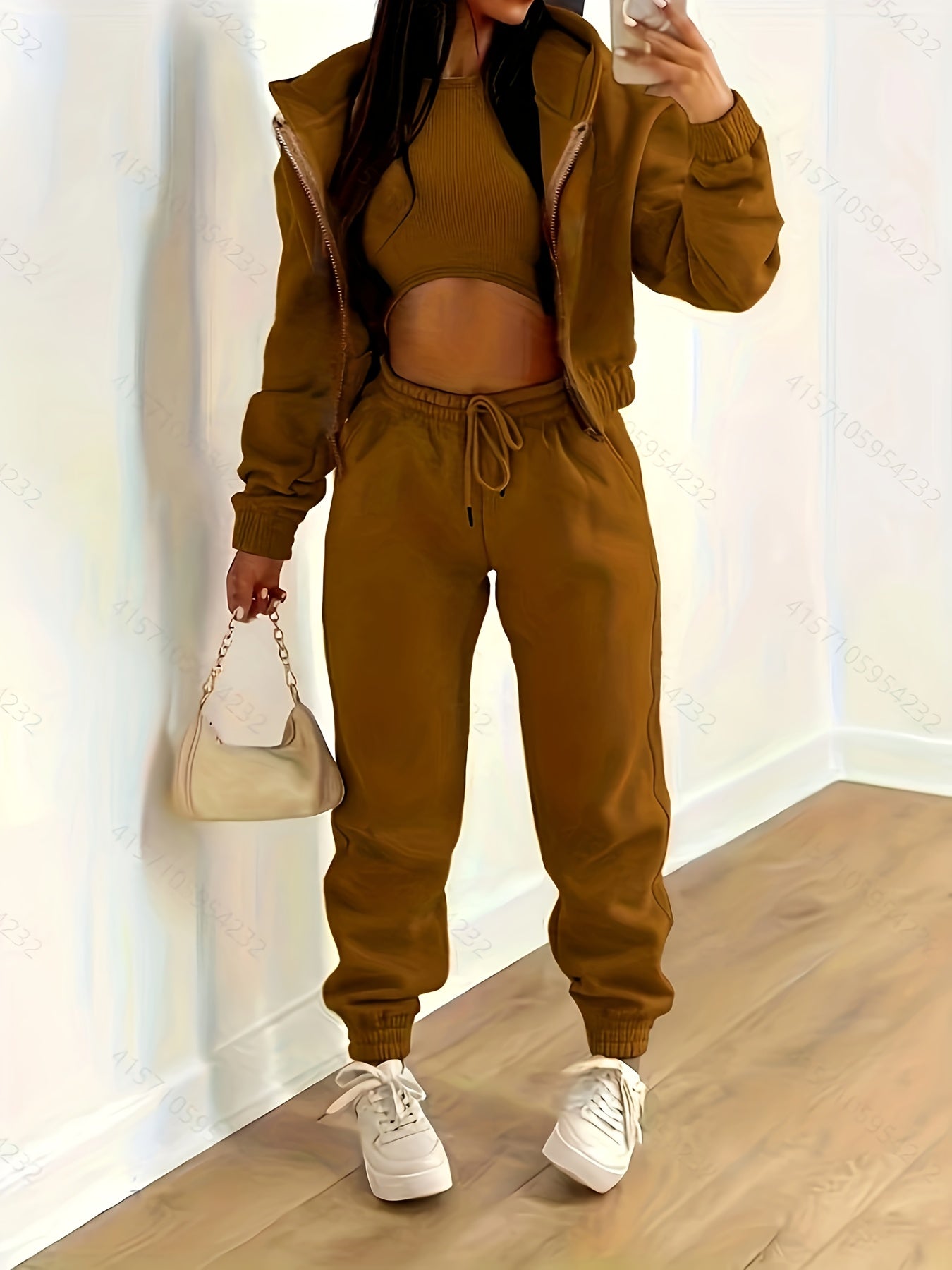 Complete Sportswear Set Hooded Jacket Pants Top