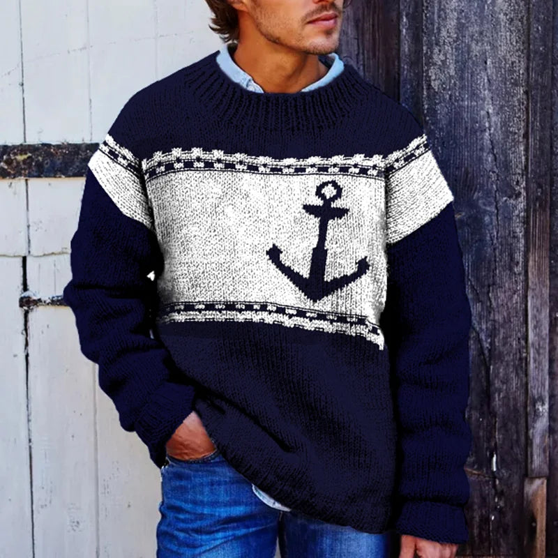Klassischer Pullover Rundhals Grobstrick - IdealeKleiden