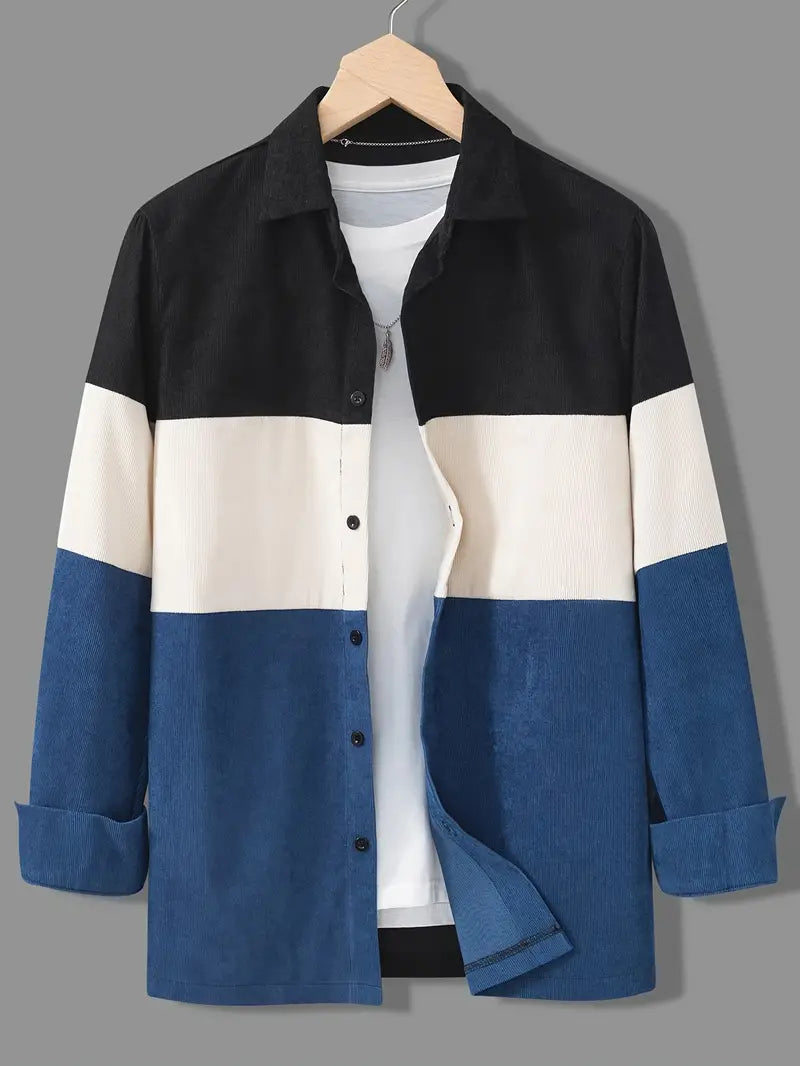 Farbblock Langarmshirt Moderne Herrenmode - IdealeKleiden