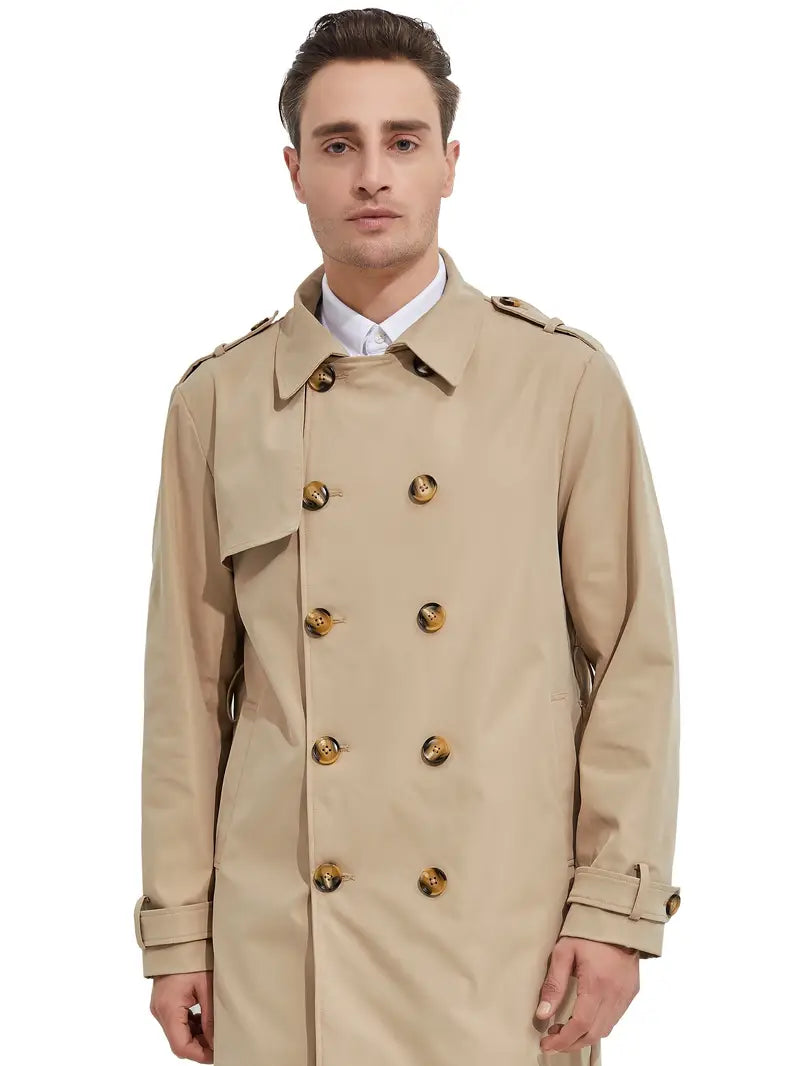 Classic Double-Breasted Men's Trench Coat