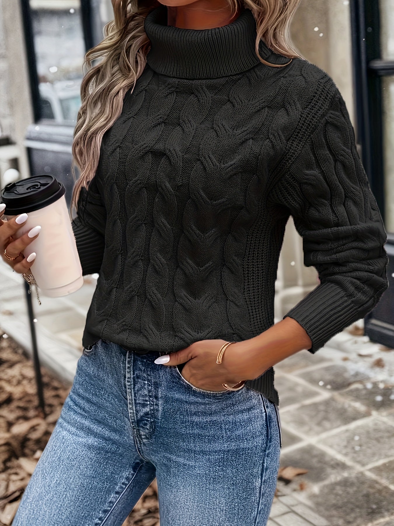 Soft Women's Turtleneck Sweater Cashmere Look