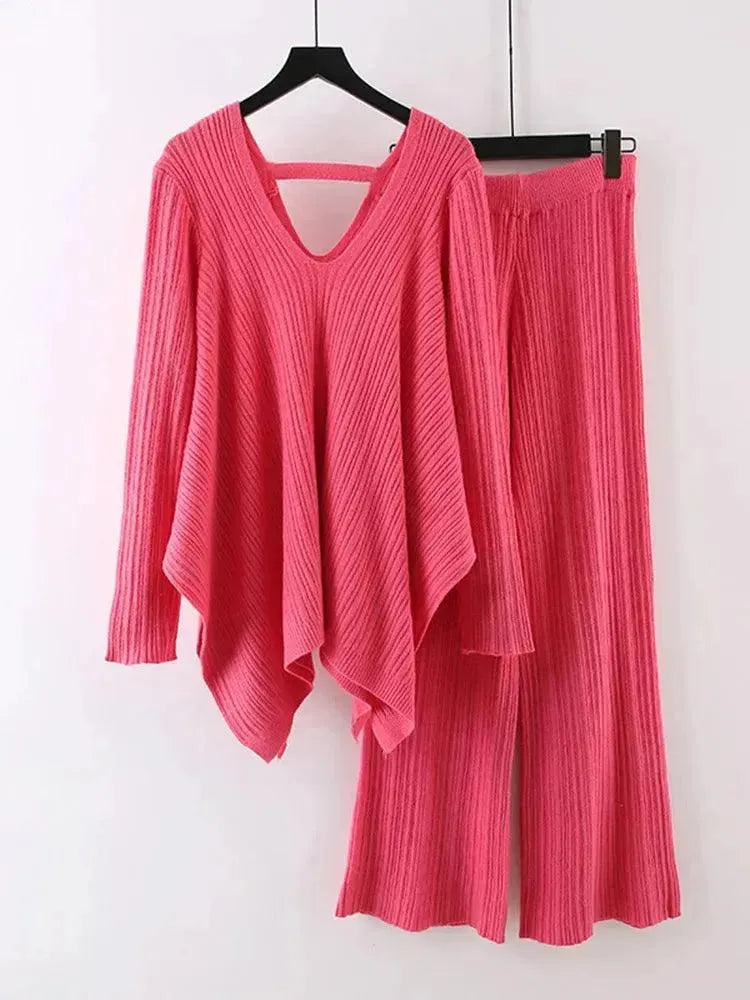 Women's Two-Piece Yellow Casual Sweater Set