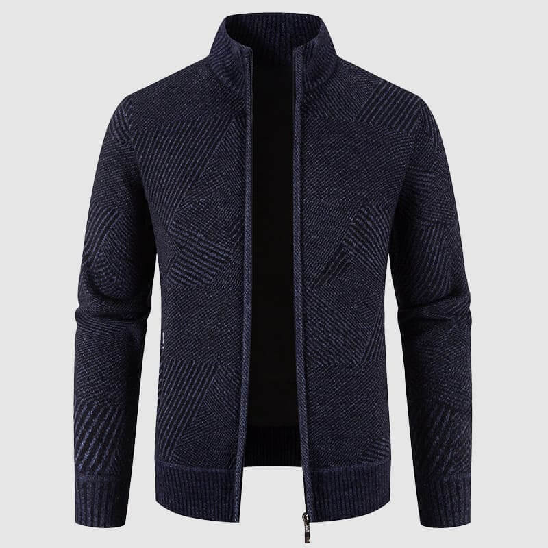 Stylish Men's Cardigan Jacket Geometric Pattern