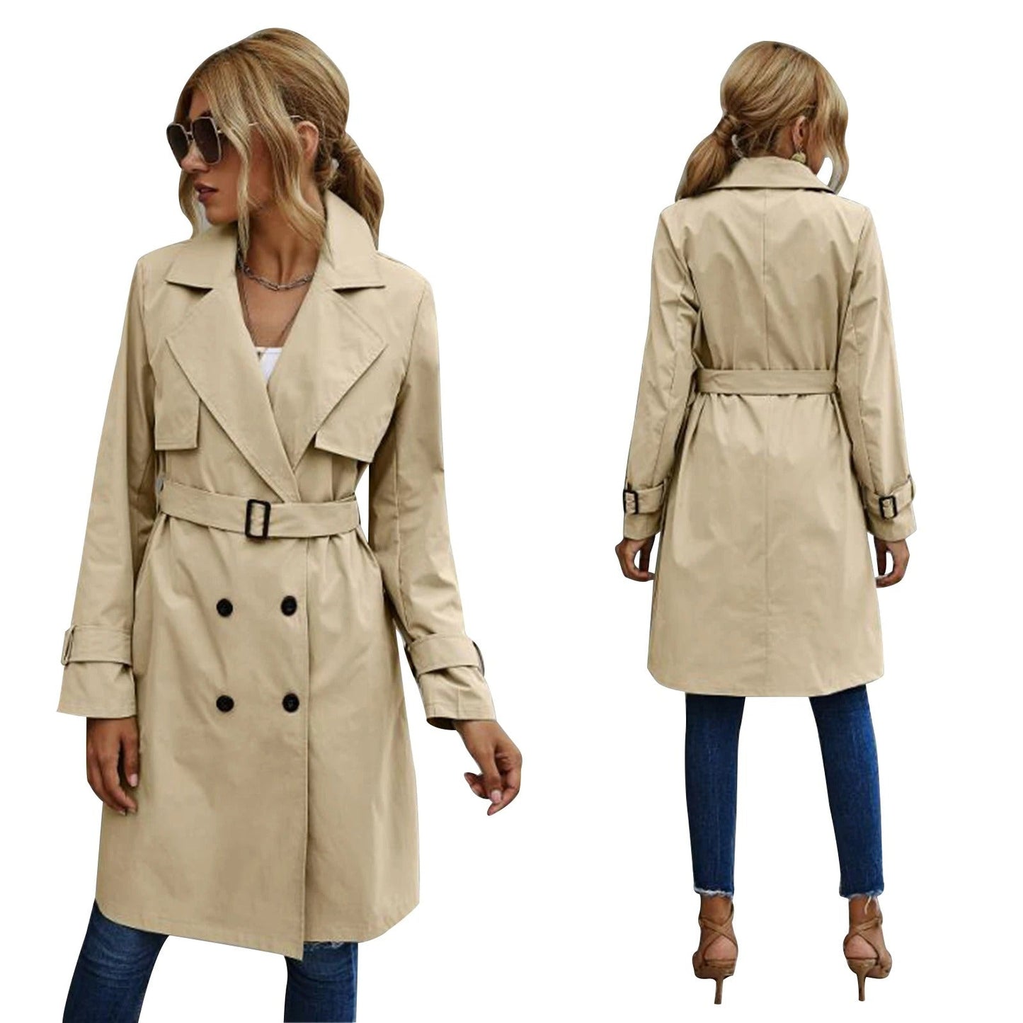 Women's Classic Double-Breasted Trench Coat