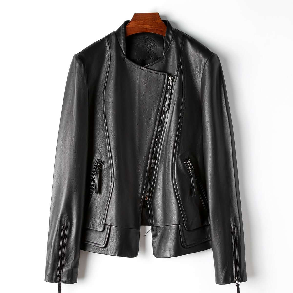 Elegant Women's Leather Jacket Trendy Style