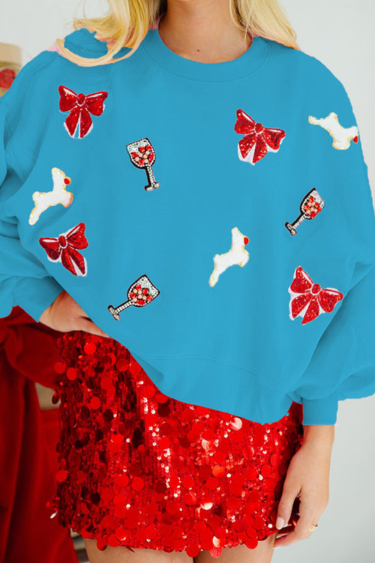 Christmas Sweatshirt Women Sequin Loose Sleeves
