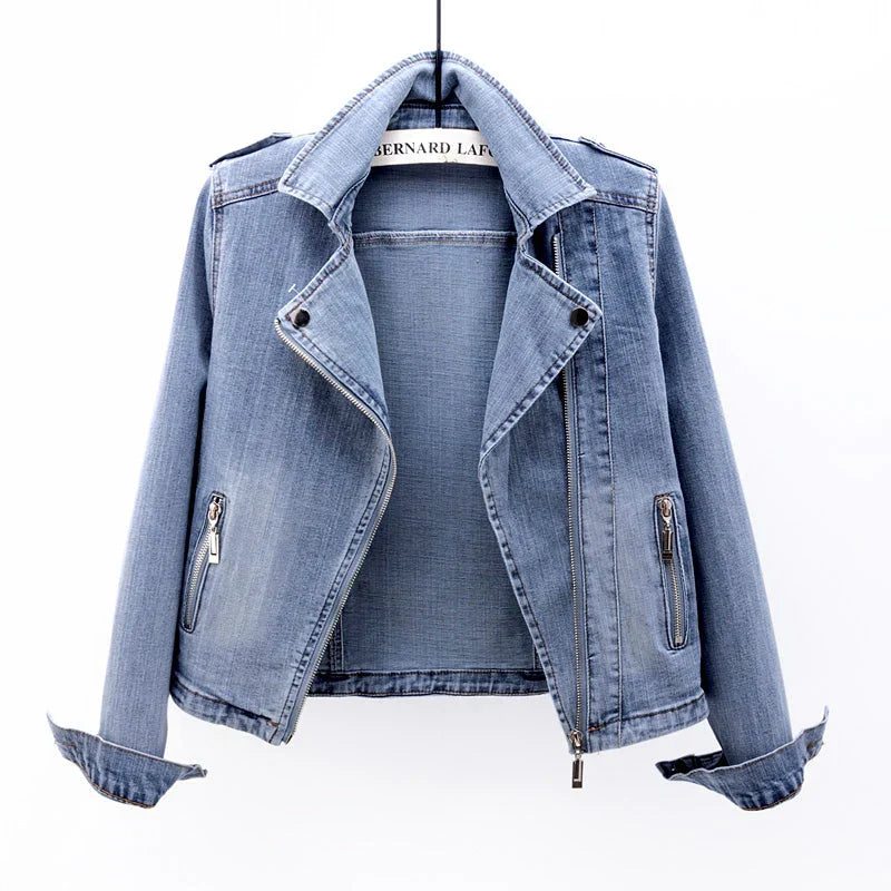 Verwaschene Damen Jeansjacke Vintage Look - IdealeKleiden
