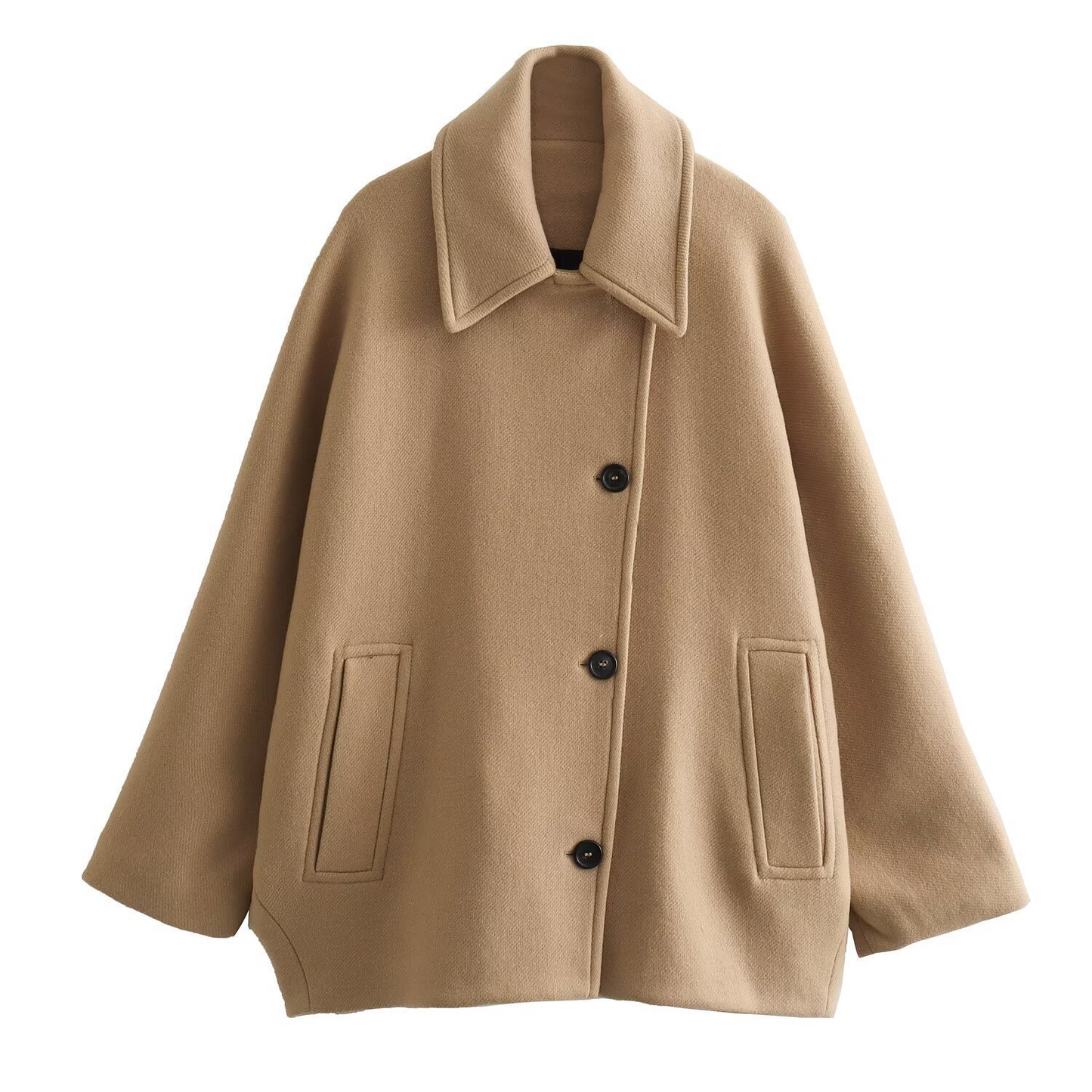 Oversized Women's Coat Wool Look Batwing Sleeves