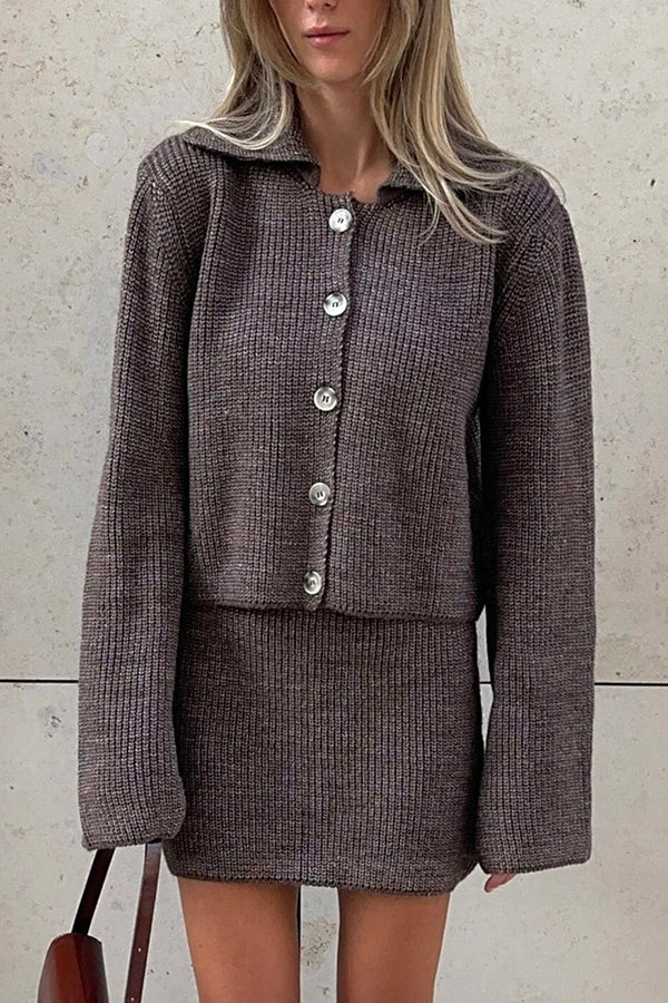 Gemütliches Cardigan-Set | Strickjacke und Minirock Komplett