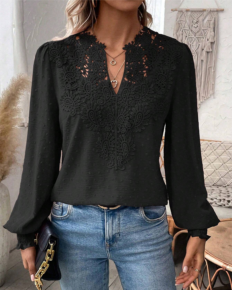 Elegant V-neck Lace Design Dress