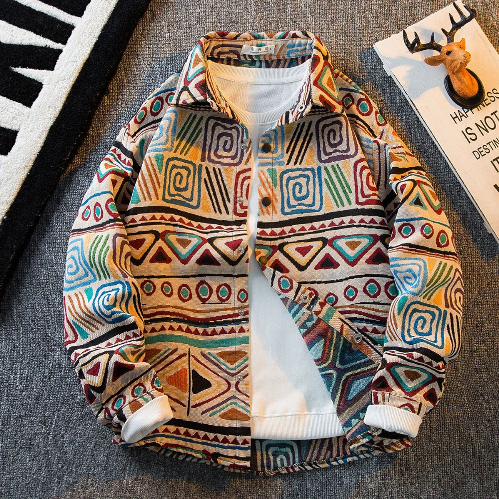 Men's Long-Sleeved Printed Modern Shirt