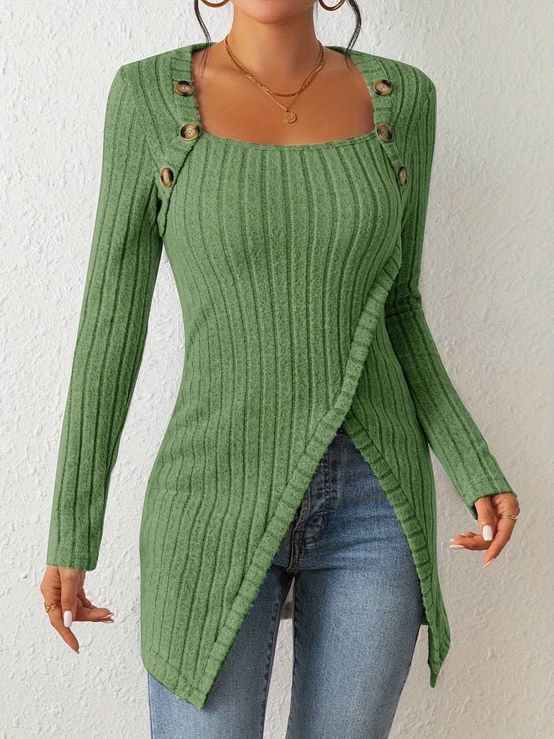 Stylish Women's Sweater Square Neck Long Sleeve