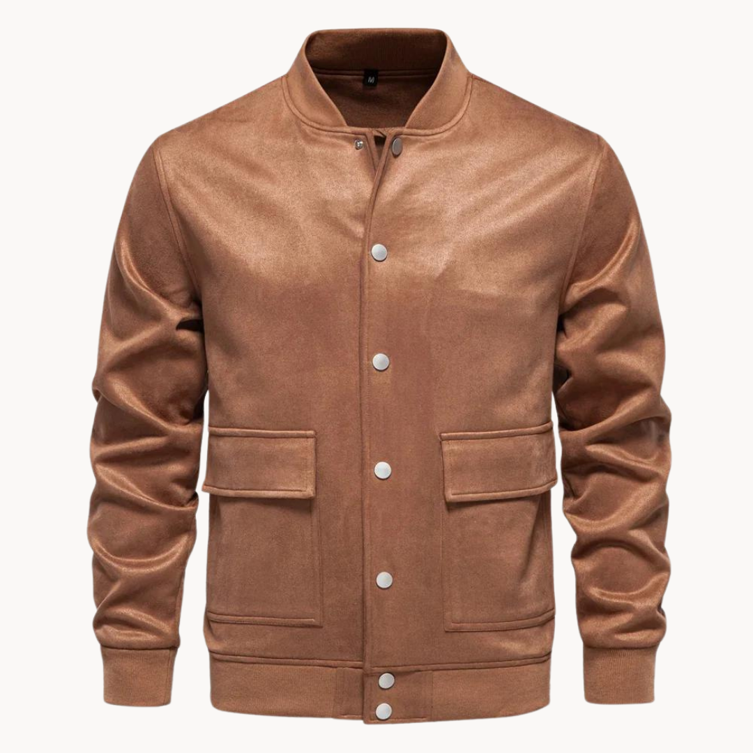 Men's Elegant Leather Bomber Jacket