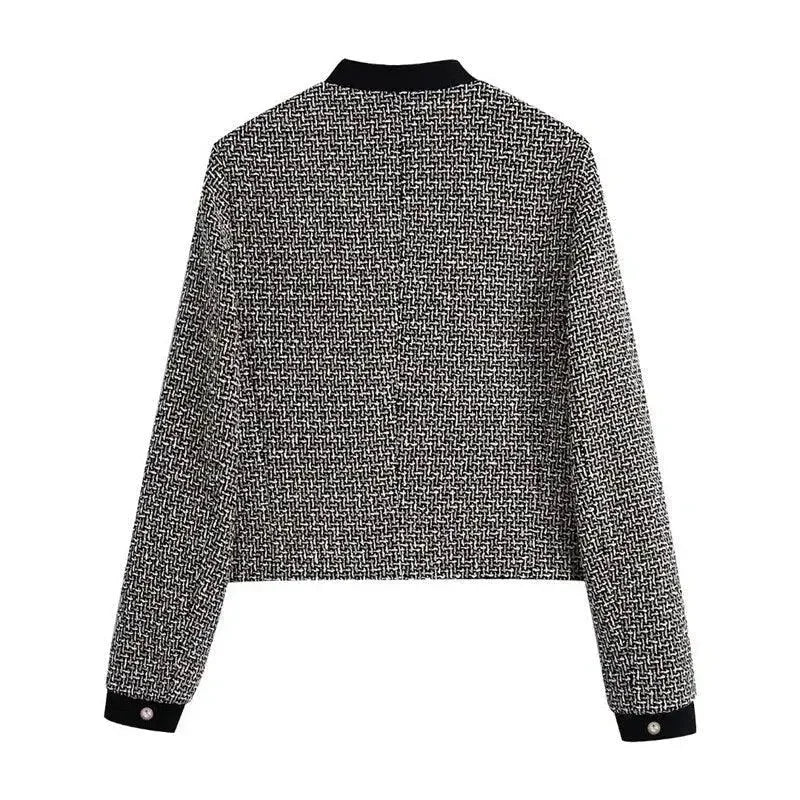 Elegante Damenjacke mit Schleife Tweed Stil - IdealeKleiden