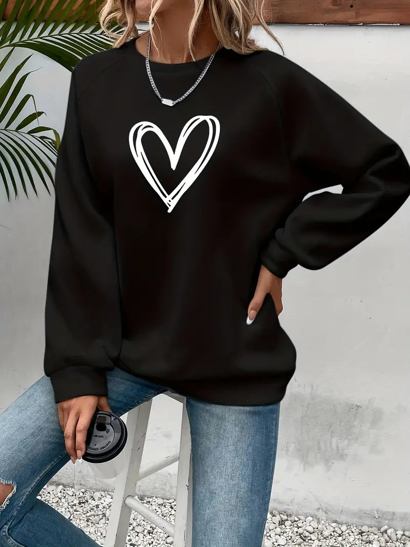 Elegant Sweater Heart Pattern Women