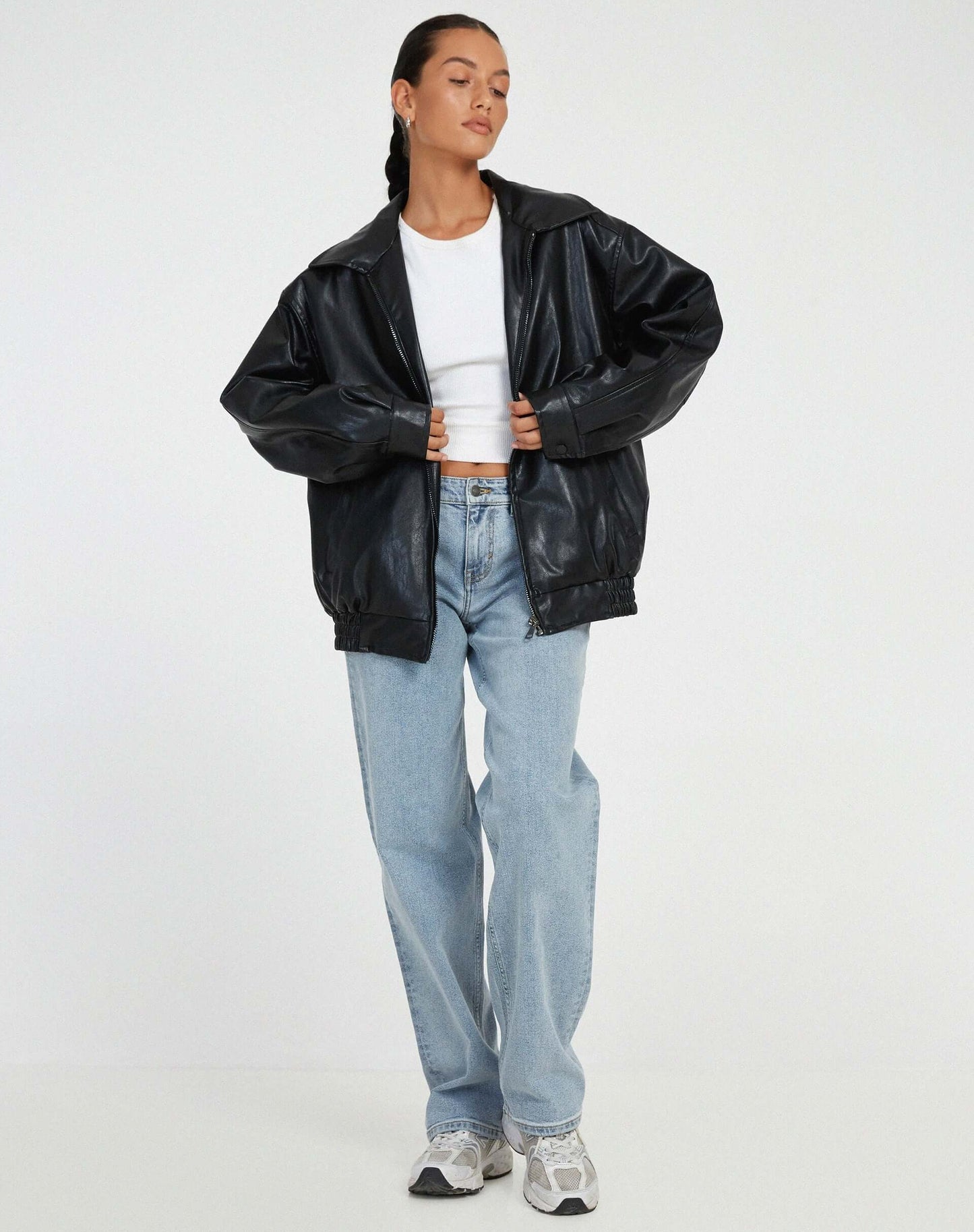 Large Women's Leather Jacket Oversized Style