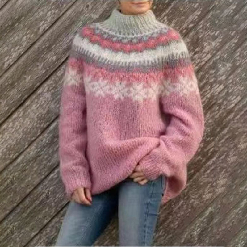 Women's Norwegian Crew Neck Jumper, Warm for Winter