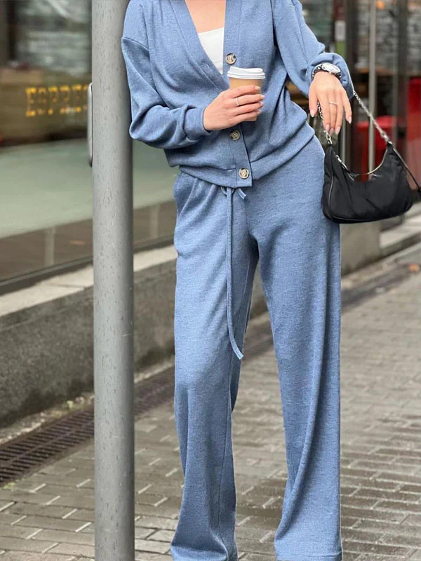 Women's Elegant V-Neck Cashmere Set