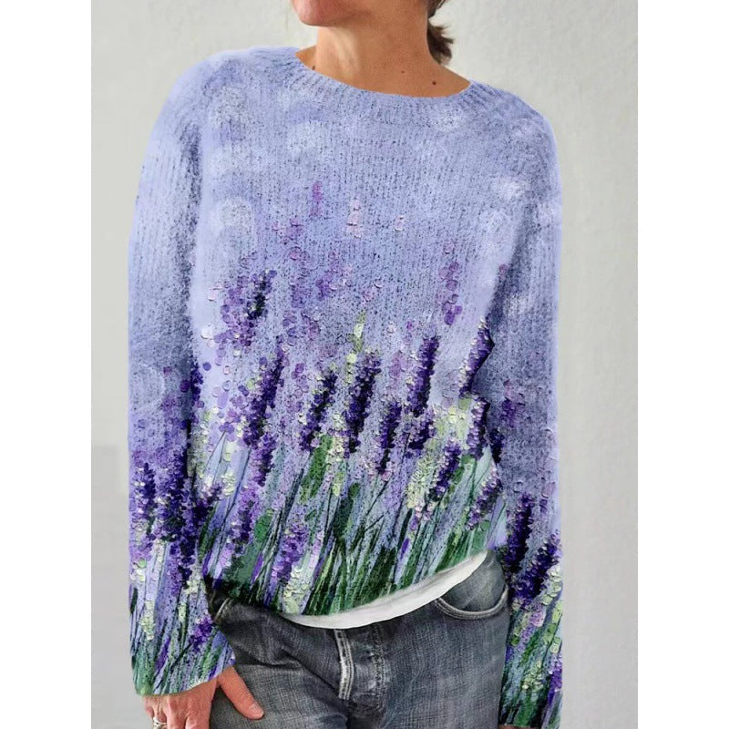 Farbenfrohes Kleid | Blumenmuster Pullover Damen - IdealeKleiden