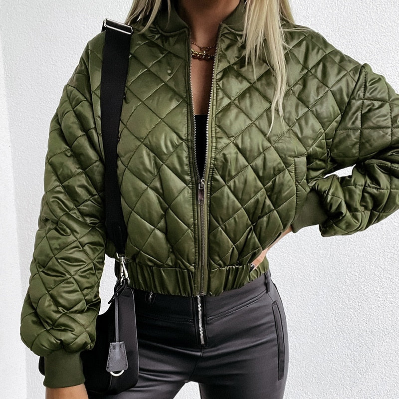 Women's Short Quilted Bomber Jacket
