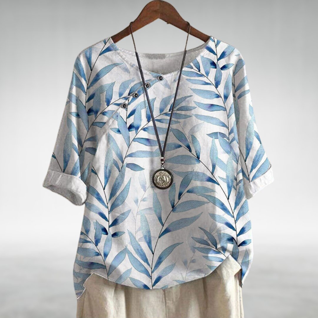 Women's Elegant Floral Blouse with Buttons