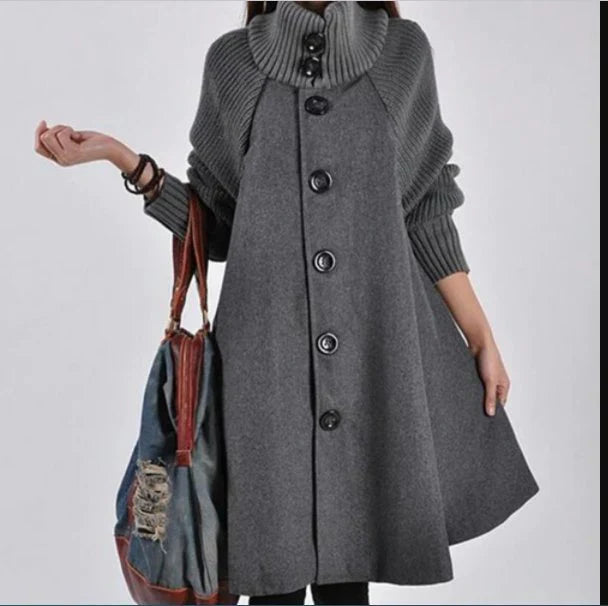 Plus Size Winter Coat Wool Blend Long Sleeve