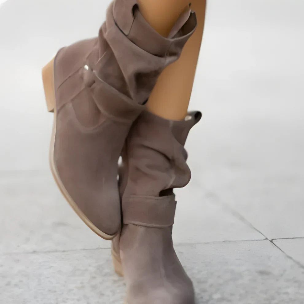 Leather Boots Women Narrow Straps Chic