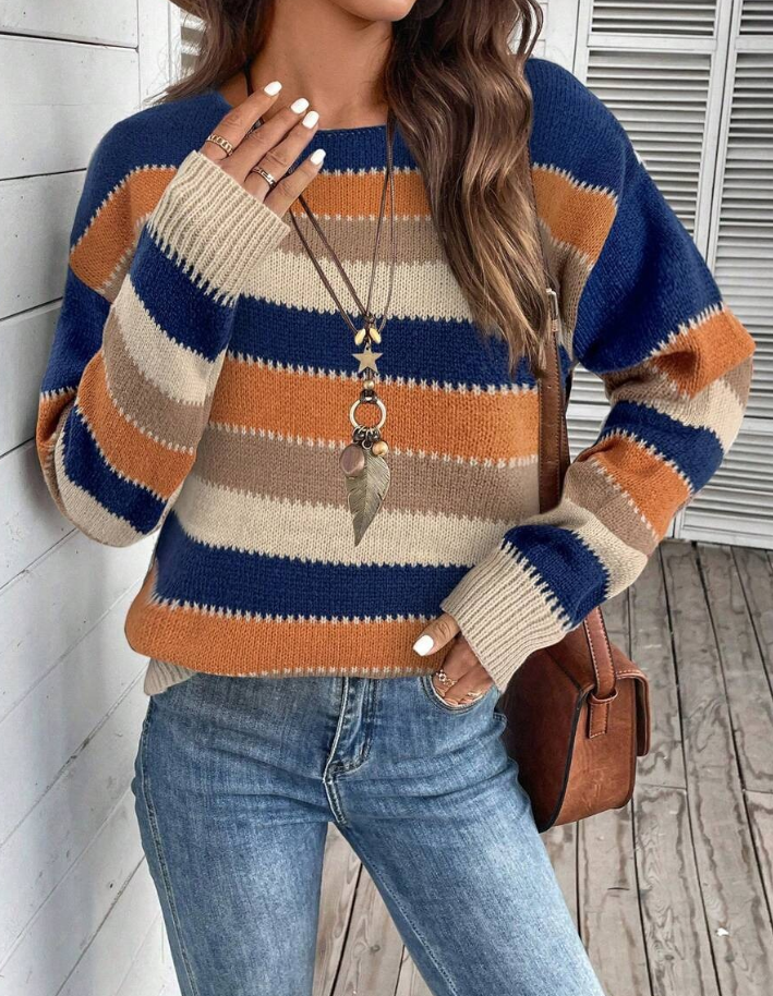 Women's Knitted Jumper Autumn Striped Warm