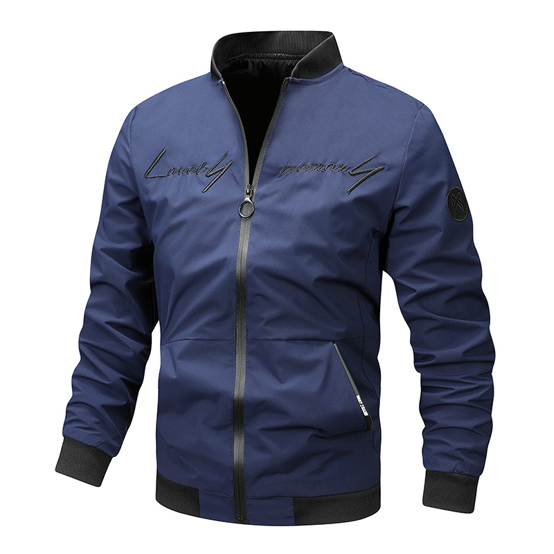 Stylish Men's Bomber Jacket with Monogram Embroidery
