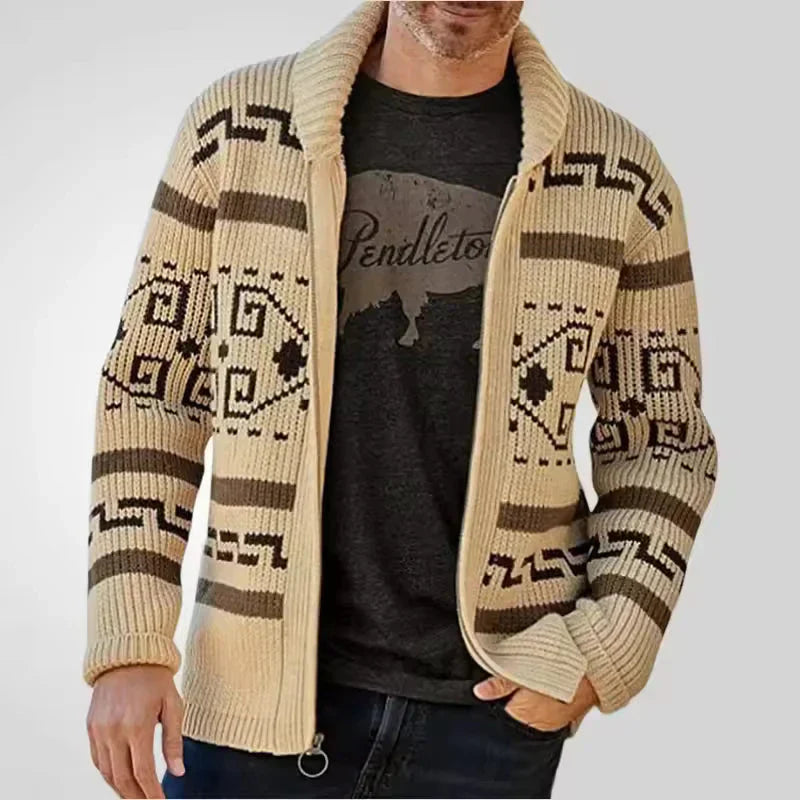 Men's Modern Wool Cardigan with Zipper