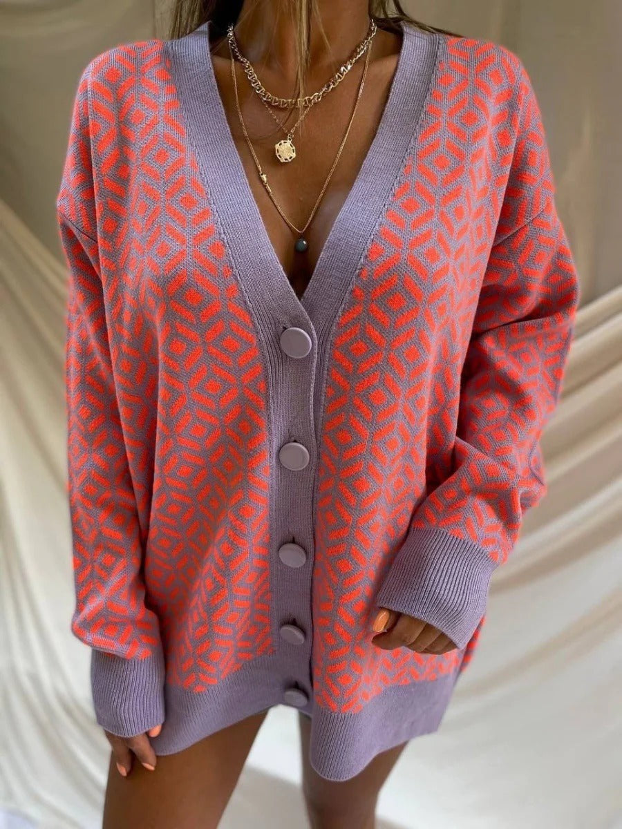 Large Cardigan Oversized V-neck Wool Blend
