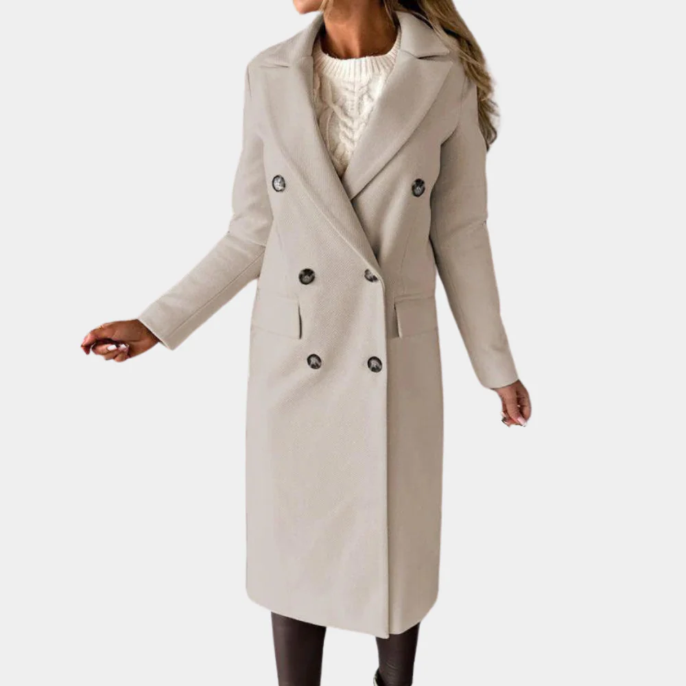 Elegant Women's Coat Long Tailored Woolly Classic