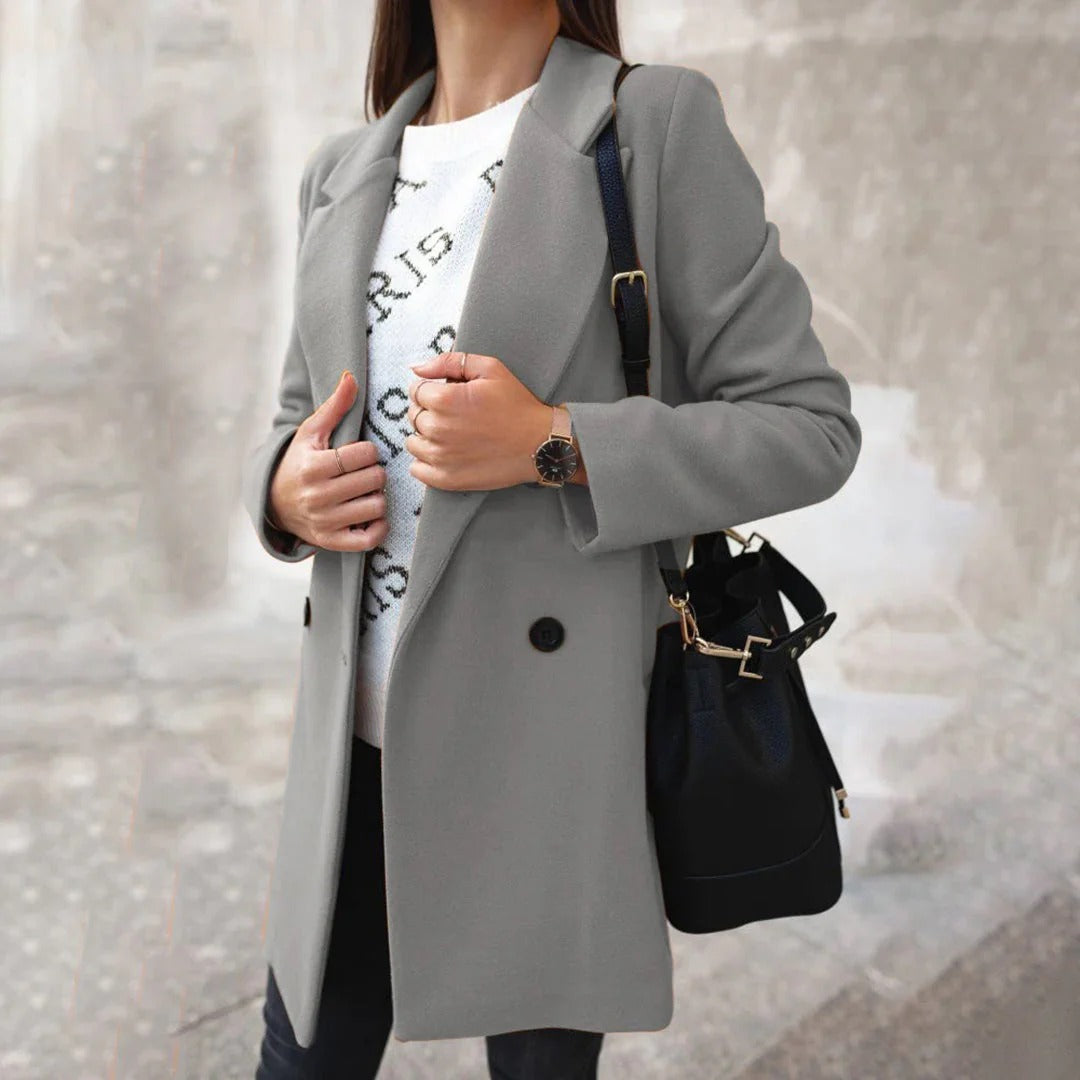 Women's Long Coat Wool Blend Fitted Shape