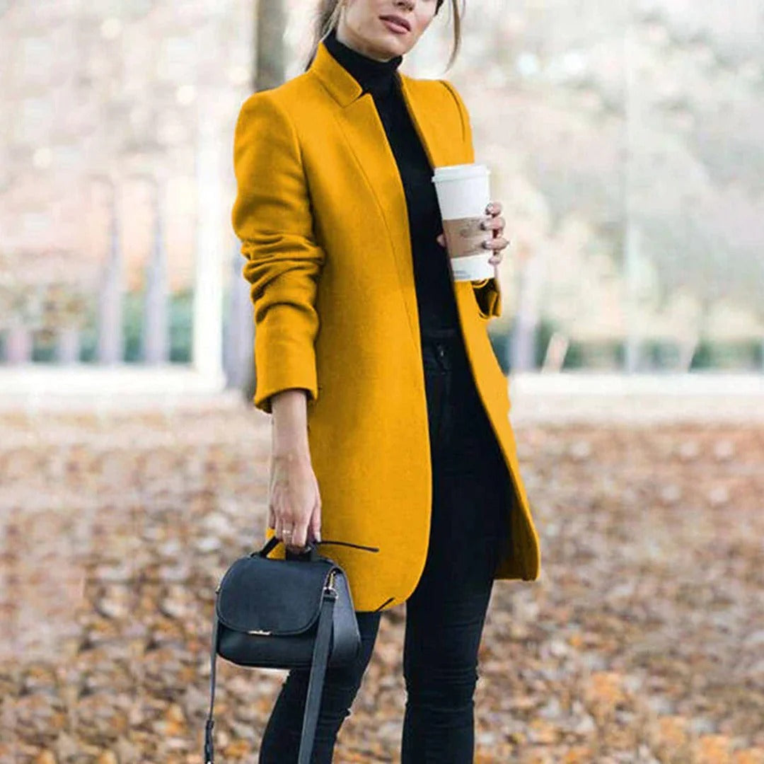 Stylish Women's Coat Long Tailored Elegant Design