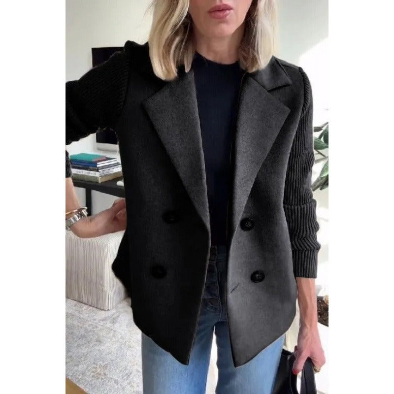 Women's Wool Coat Fitted Double Breasted Buttons