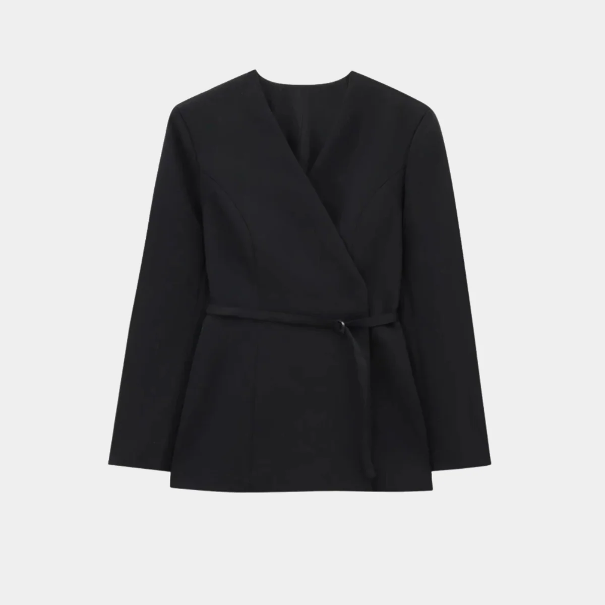 Elegant Women's Long-Sleeve Wrap Blazer with Belt