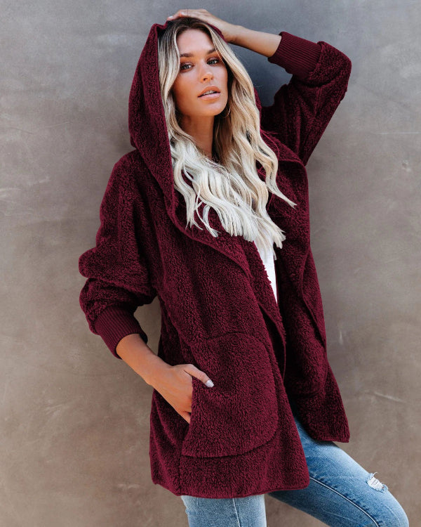 Comfortable Women's Plus Size Teddy Vest with Hood