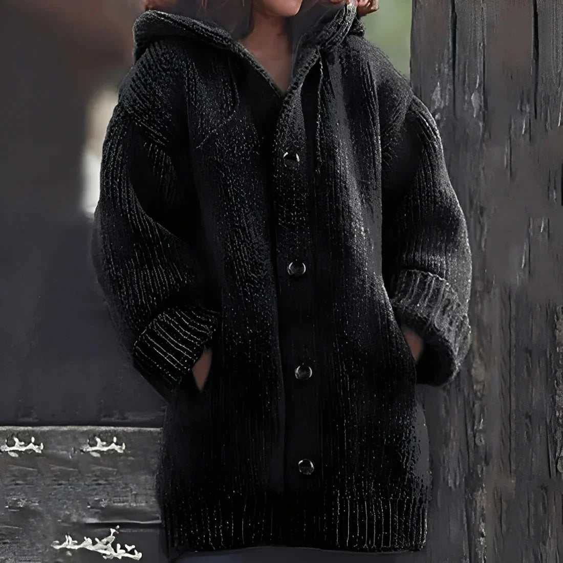 Women's Hooded Cardigan Cozy With Pockets