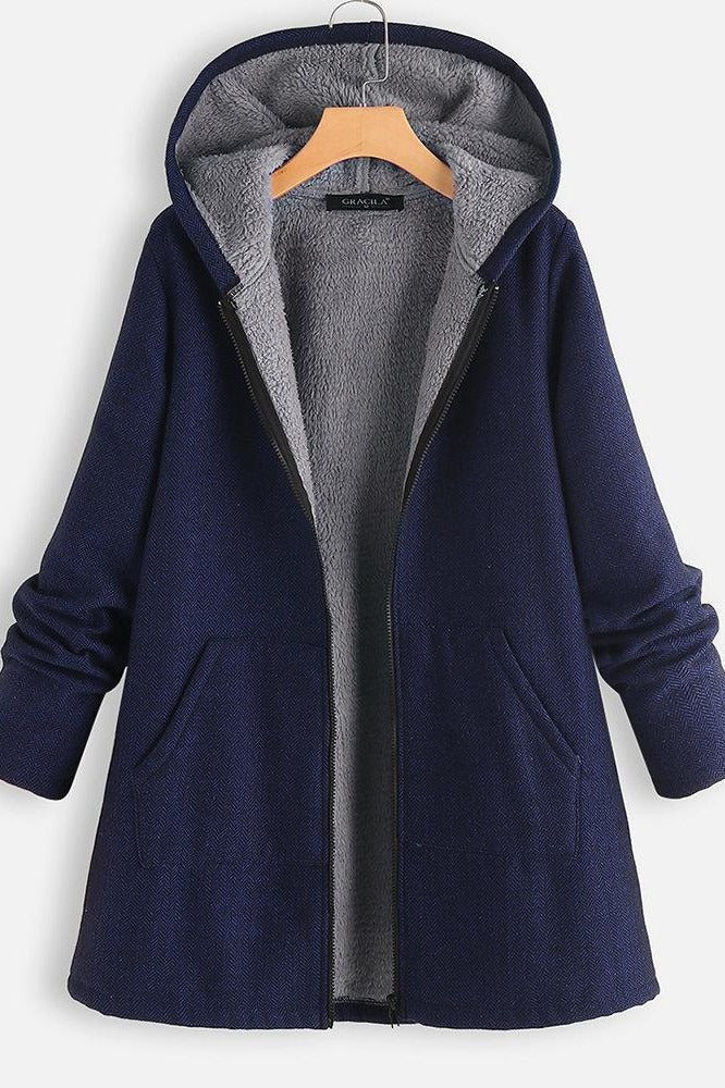 Women's Oversized Hooded Fleece-Lined Coat