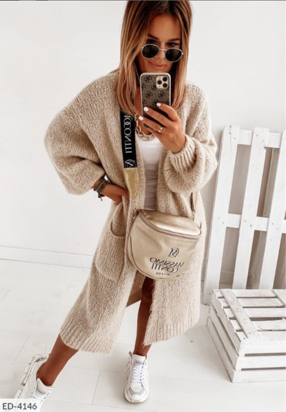 Women's Long Cardigan with Pockets