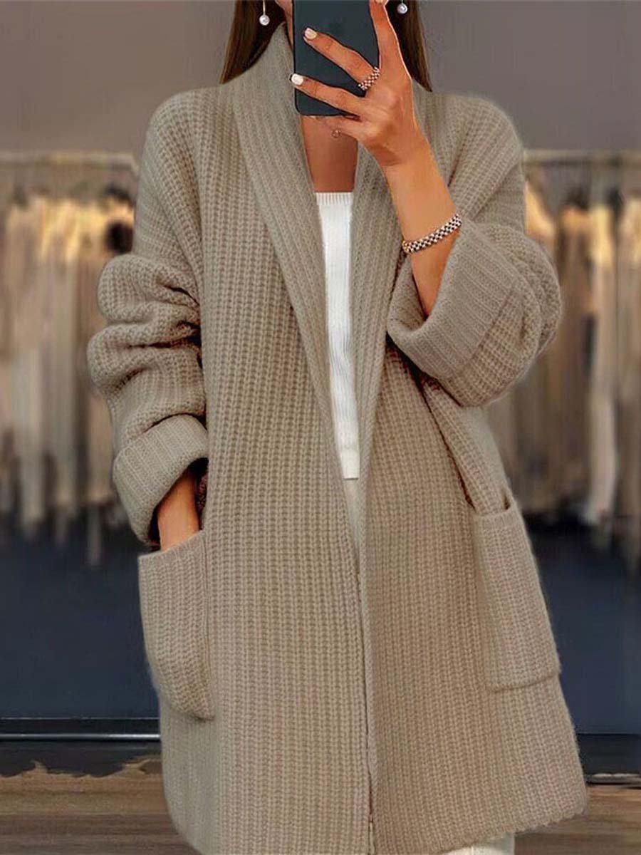 Fashionable Cardigan V-neck With Pockets
