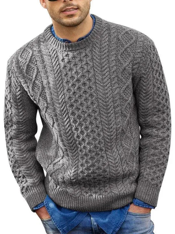 Stylish men's sweaters cable neck design