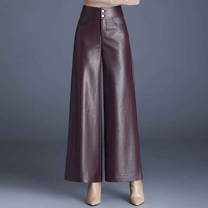 Faux Leather Trousers Black Elegant