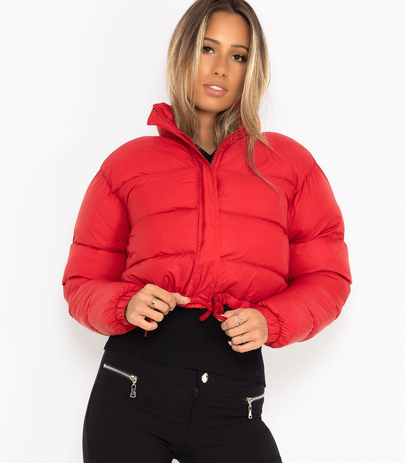 Short sporty puffer jacket with zip