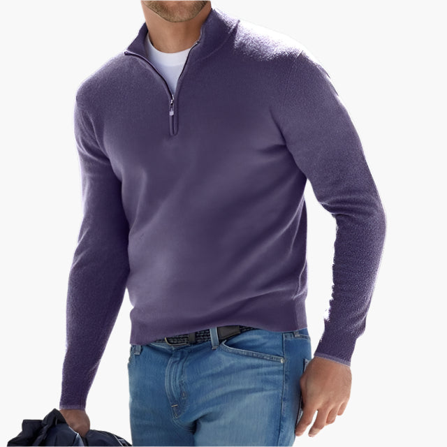 Elegant knitted sweater with zipper