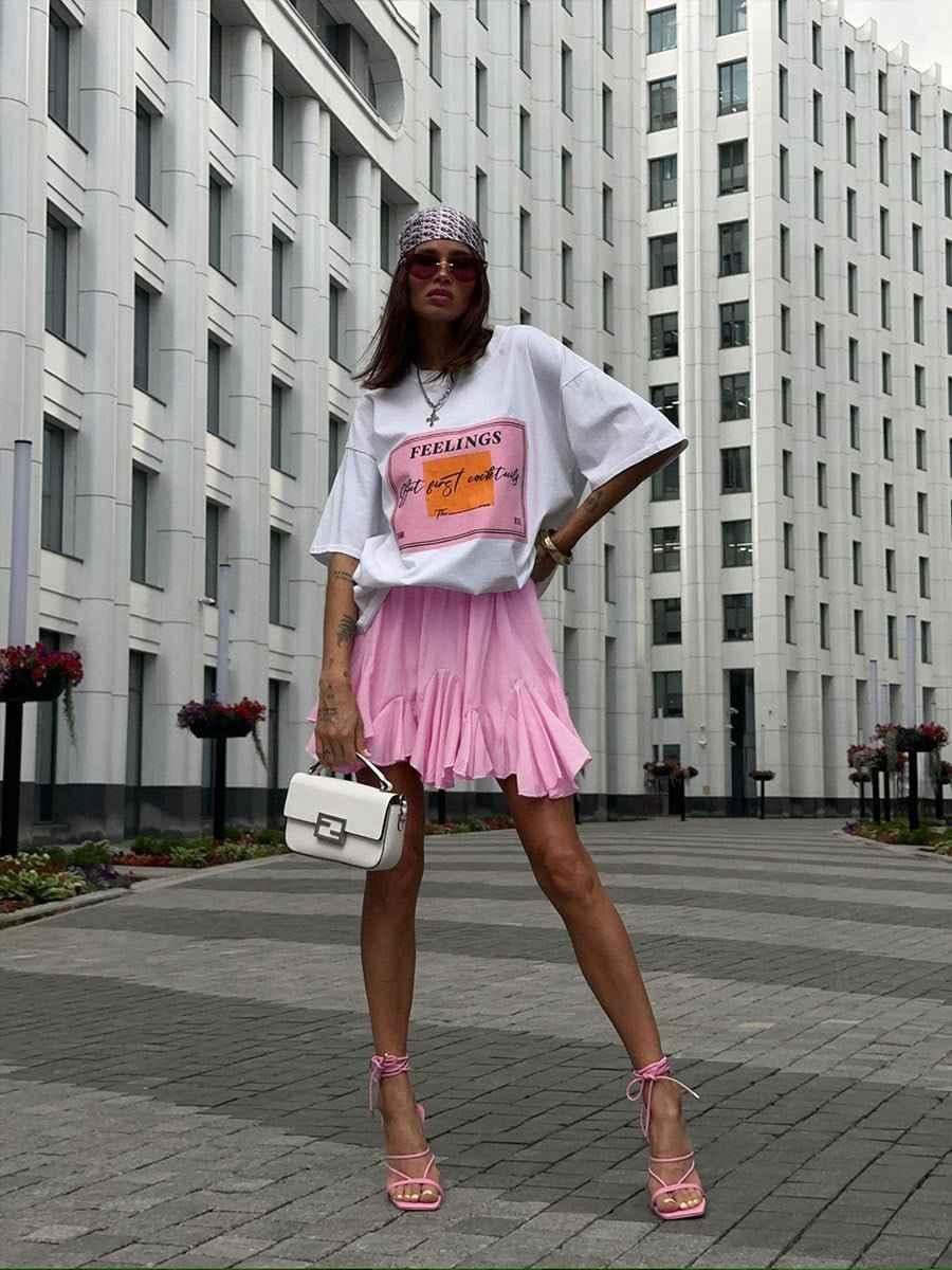Short High Waist Ruffle Hem Mini Skirt for Women