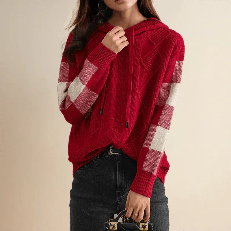 Large Knitted Hoodie for Women, Oversized Cable Knit