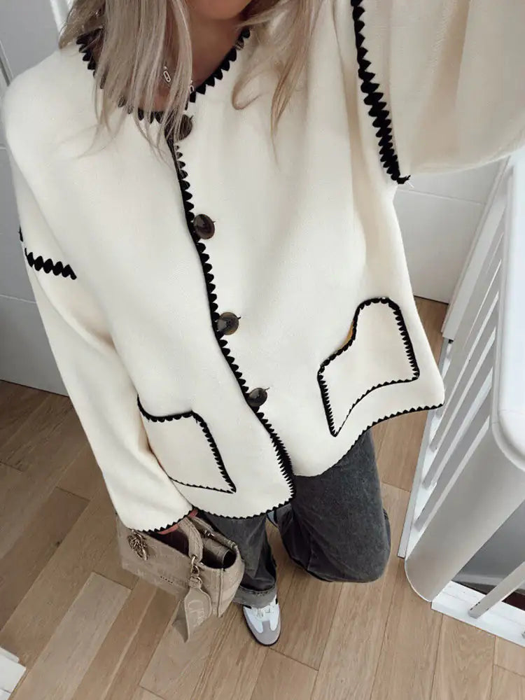 Autumn Cardigan for Women with Contrast Buttons